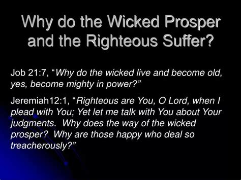 Ppt Why Do The Wicked Prosper And The Righteous Suffer Powerpoint