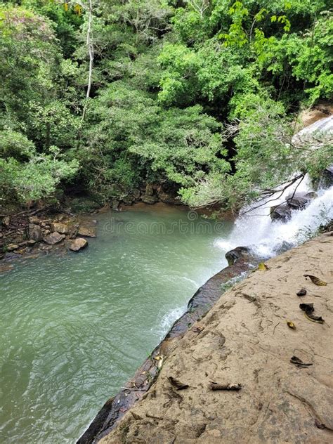 Waterfalls In The Middle Of A Green Forest Stock Image Image Of Trail