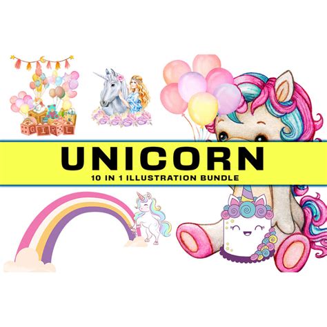 Unicorn Illustrations Bundle Masterbundles