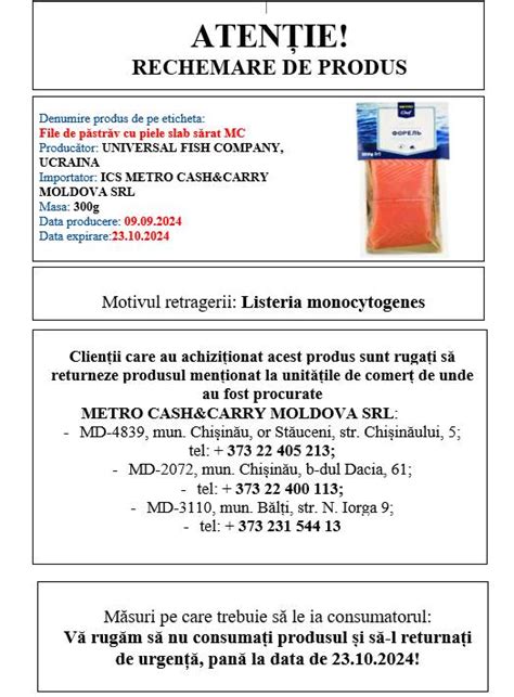 ATENȚIE CONSUMATORI A fost retras acest produs dintr un supermarket