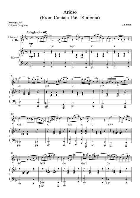 Arioso From Cantata Sinfonia Arr Gildson Cerqueira By J S