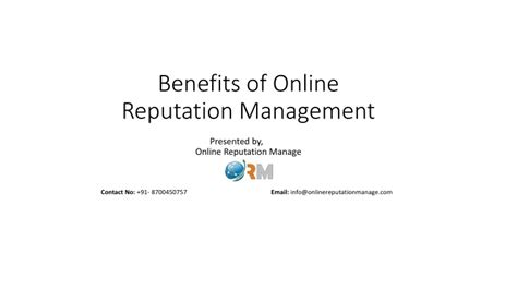 PPT Online Reputation Management PowerPoint Presentation Free