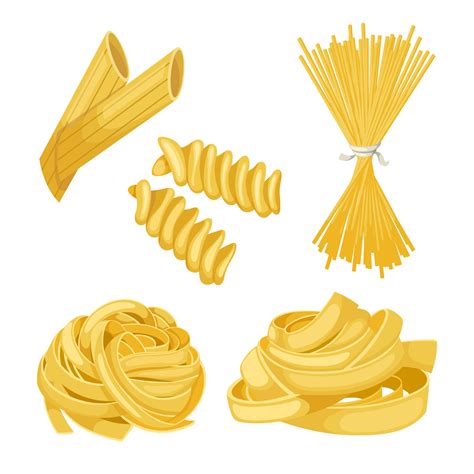 Pasta Comida Italiana Conjunto Dibujos Animados Vector Ilustración