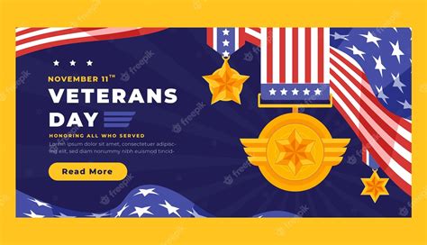 Free Vector | Flat veterans day horizontal banner template