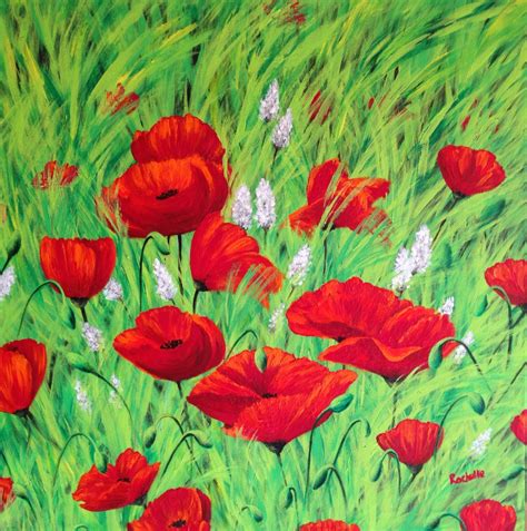 Poppies An Original Acrylic Painting By Rochelle Lang