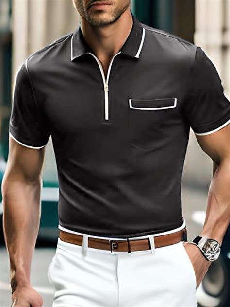 Homens Polo zíper Camisa de golfe Casual Feriado Lapela Quarter Zip