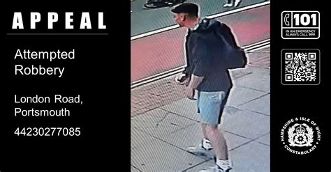 Appeal To Locate Man After Attempted Robbery In Portsmouth Hampshire