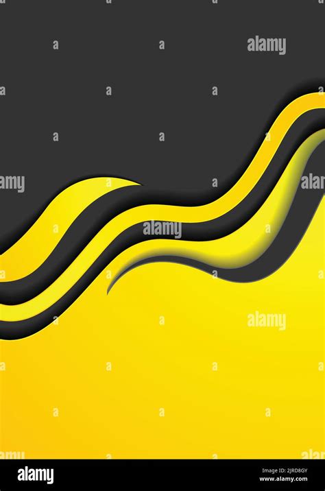 yellow  black abstract corporate waves flyer design vector