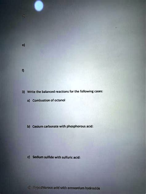 Write The Balanced Reactions For The Following Cases Combustion Of