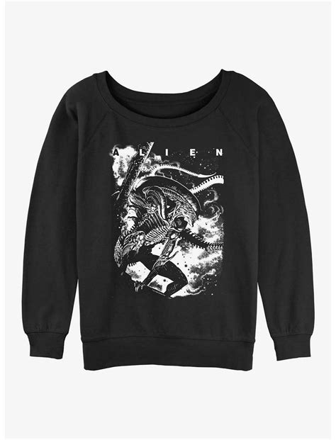 Alien Xenomorph Poster Womens Slouchy Sweatshirt Black Boxlunch