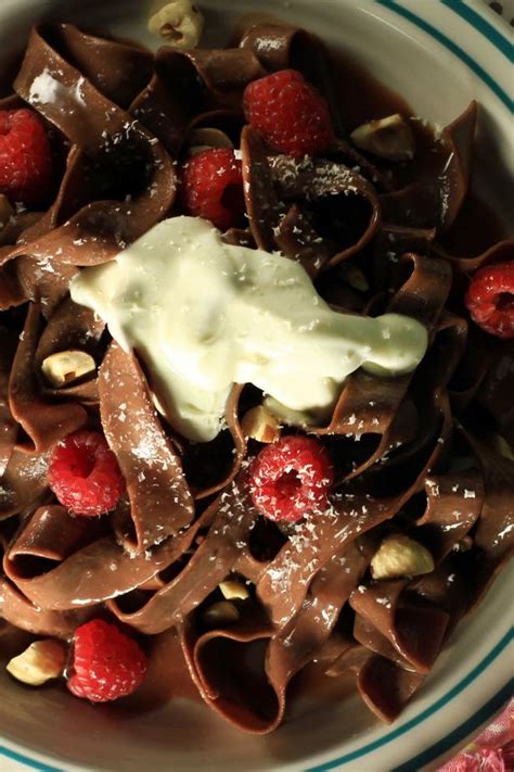 Chocolate Pasta with Chocolate Hazelnut Cream Sauce, White Chocolate ...