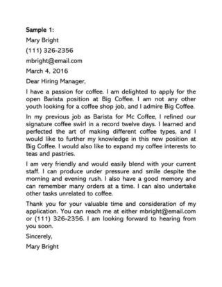 Barista Cover Letter Examples How To Write Tips