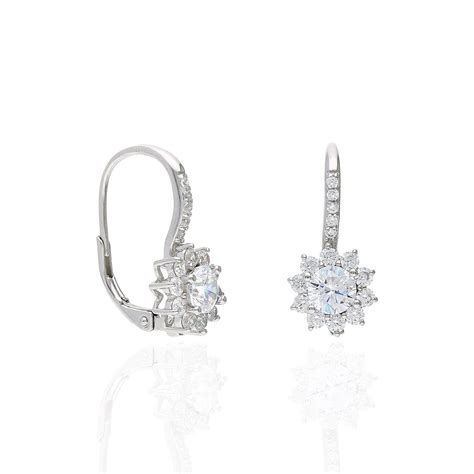 2.65Ct Round Simulated Diamond French Clip Flower Earrings 925 Sterling ...