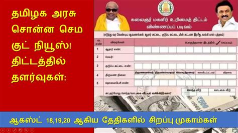 TN Government Announced Kalaignar Magalir Urimai Thogai Scheme Update