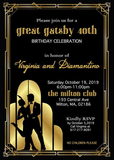 Paperfoxprints — Great Gatsby Birthday Invitation