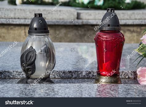 Votive Candles Lantern On Grave Slovak Stock Photo 483345553 Shutterstock