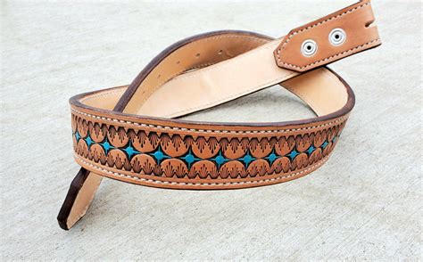 Womens Leather Belt Teal Western Belts Turquoise Belt Leather Etsy