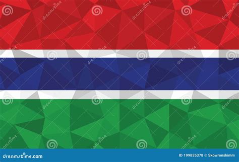 Low Poly Gambian Flag Vector Illustration Triangular Gambia Flag