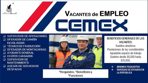 Cemex 👷🏻‍♀️ 👷🏻 Empleo Y Vacantes Bolsa De Trabajo 2022 2023 Beneficios