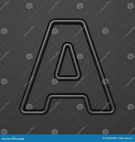 Black Outline Font Letter A 3d Stock Illustration Illustration Of