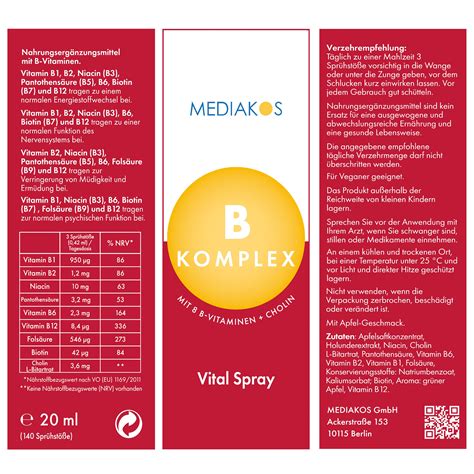 Mediakos Vitamin B Komplex Vital Spray 20 Ml Shop Apotheke