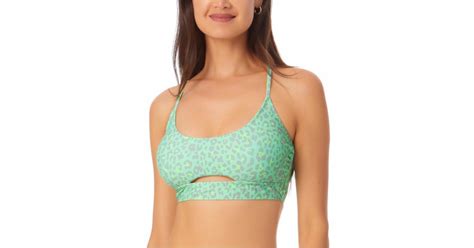 California Waves Juniors Cut Out Lace Up Back Bikini Swim Top In Green