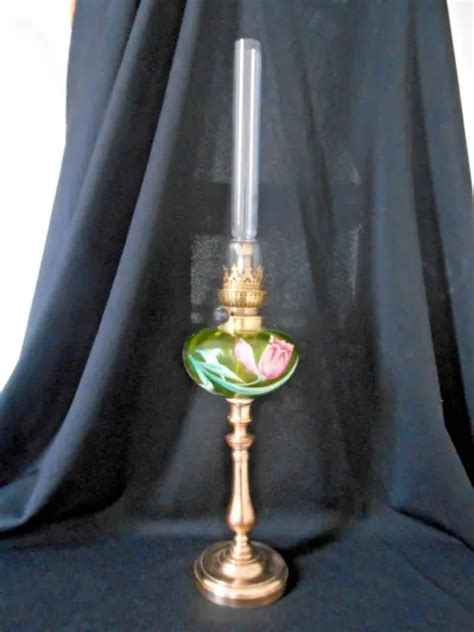 Lampe A Petrole Ancienne Emaillee Art Nouveau Style Legras Eur