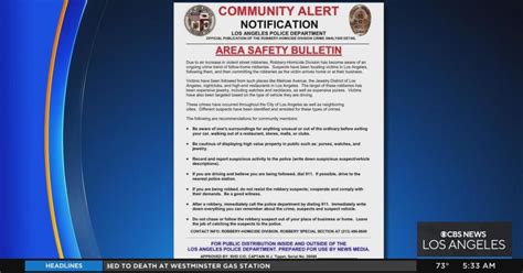 Lapd Issues Community Alert In Wake Of Several Follow Home Robberies