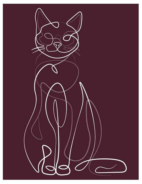 Cat Sitting One Line Art | Outline art, Abstract line art, Line art ...