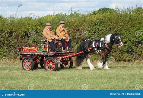 vintage brightly painted heavy horse drawn delivery wagon editorial