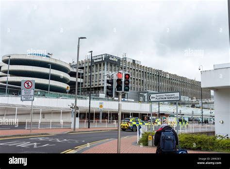 Dublin Airport, terminal one and airport police vehicles Stock Photo ...