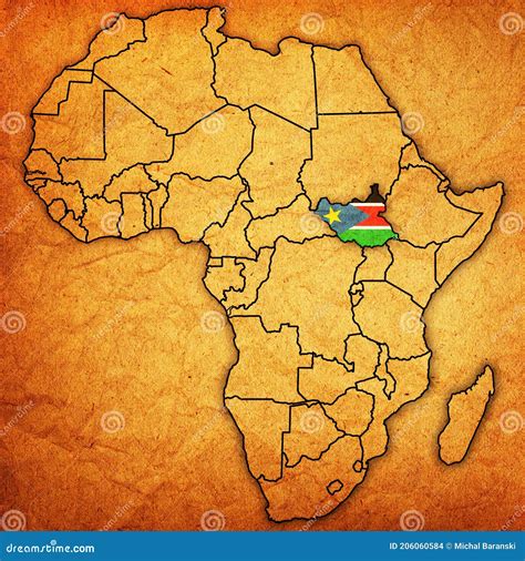 Zuid Sudan Op De Eigenlijke Kaart Van Afrika Stock Illustratie