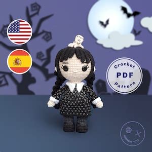 Wednesday Addams Inspired Pdf Crochet Amigurumi Doll Pattern Patr N