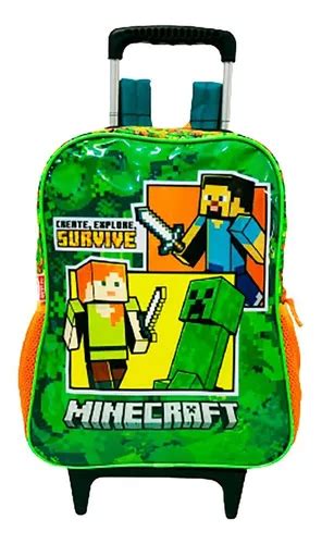 Mochila Infantil Minecraft Con Ruedas Sestini MercadoLibre