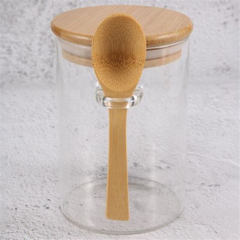 Glass Food Airtight Canister Castor Wooden Lid Storage Tank6872 Ebay