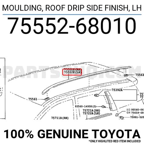 MOULDING ROOF DRIP SIDE FINISH LH 7555268010 Toyota Parts PartSouq