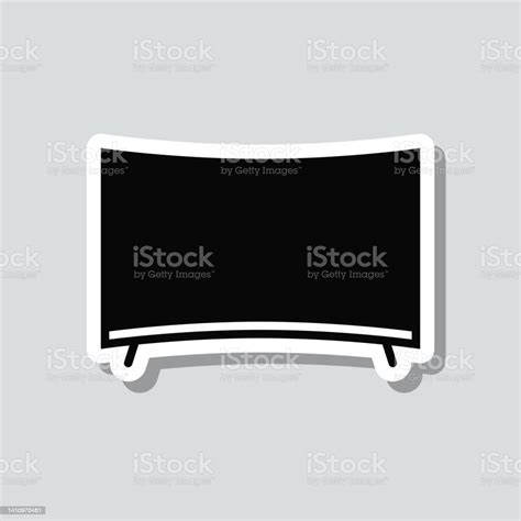 Curved Tv Icon Sticker On Gray Background Stock Illustration Download