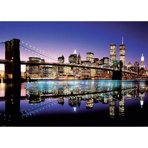 New York Xxl Poster Skyline Brooklyn Bridge By Night Xxl Poster Jetzt