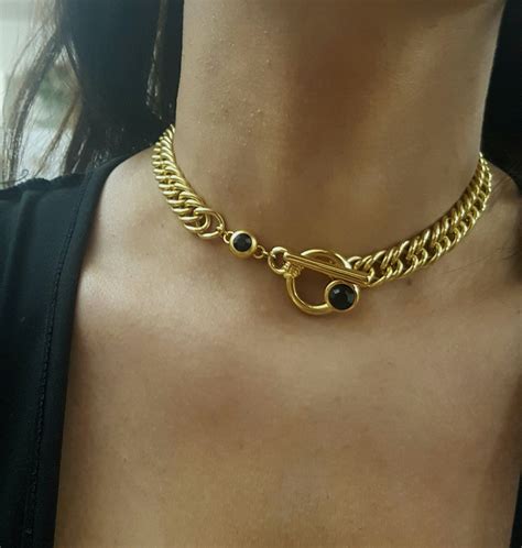 Toggle Necklace Gold Toggle Necklace Chunky Necklace Etsy