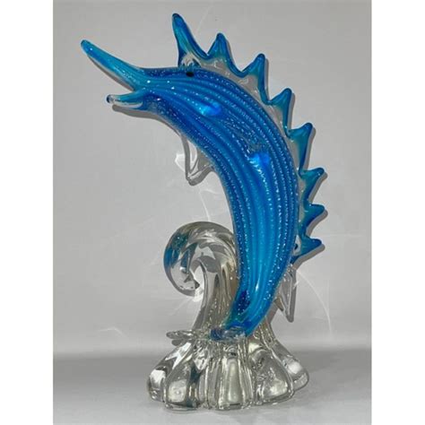 Bid Now Very Large Murano Art Glass Breaching Swordfish August 6