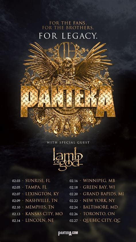 PANTERA Announces February 2024 North American Tour Dates With LAMB OF