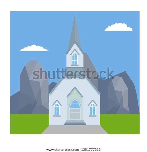 Christian Catholic Protestant White Church Spire Stock Vector Royalty