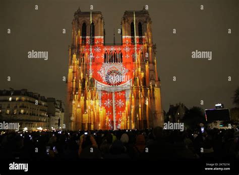 The Notre Dame cathedral light show in Paris (from the 8th to the 11th ...