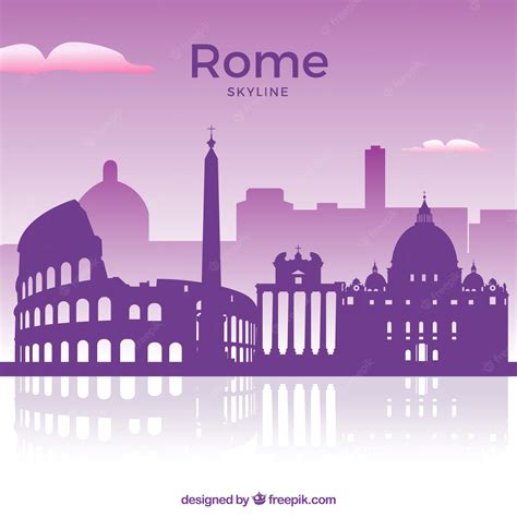 Premium Vector | Purple skyline of rome