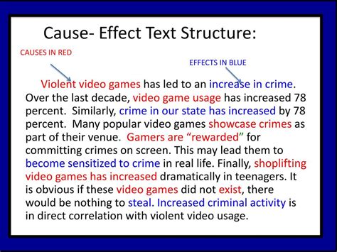 Cause And Effect Text Structure