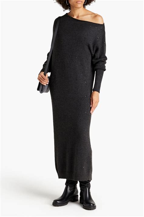 BRUNELLO CUCINELLI Sequin Embellished Cashmere And Silk Blend Maxi