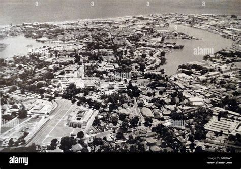 Aerial photograph of British Ceylon, a British Crown colony, in Colombo ...