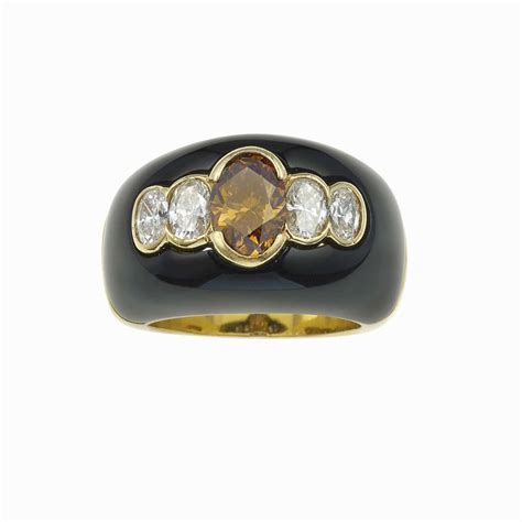 Anello A Fascia Con Diamante Centrale Fancy Orangy Brown Di Ct