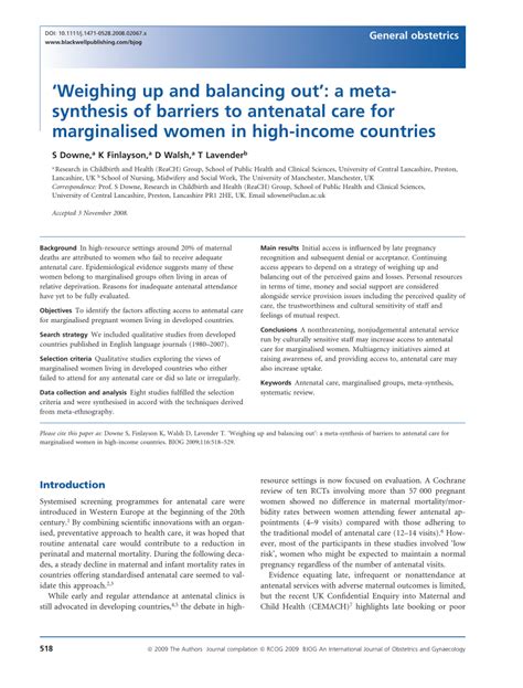 Pdf Weighing Up And Balancing Out A Meta Synthesis Of Barriers To