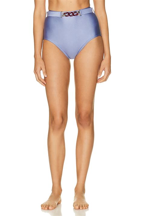 Zimmermann Circa Chain Belt High Waisted Bikini Bottom In Cornflower Fwrd